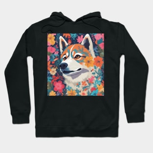 Garden Husky, Siberian Husky with Flowers Hoodie